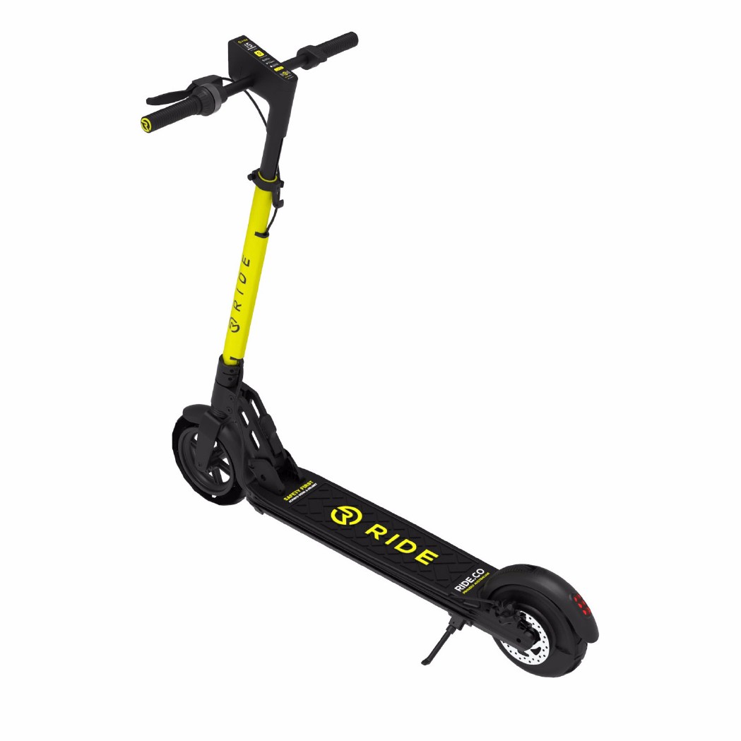 Ride RS1 electric scooter, three-quarter view