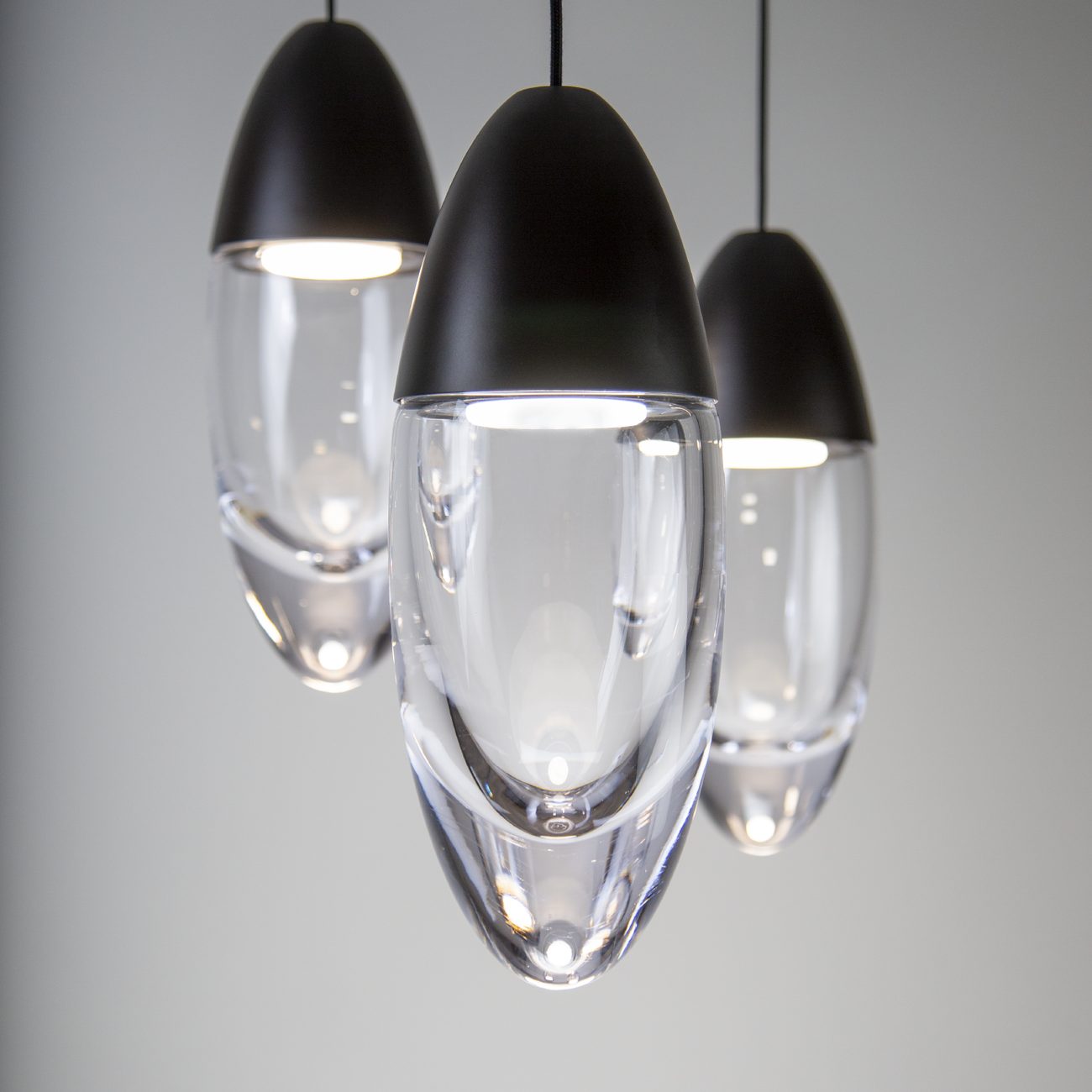 Viro black bullet pendants with crystal glass
