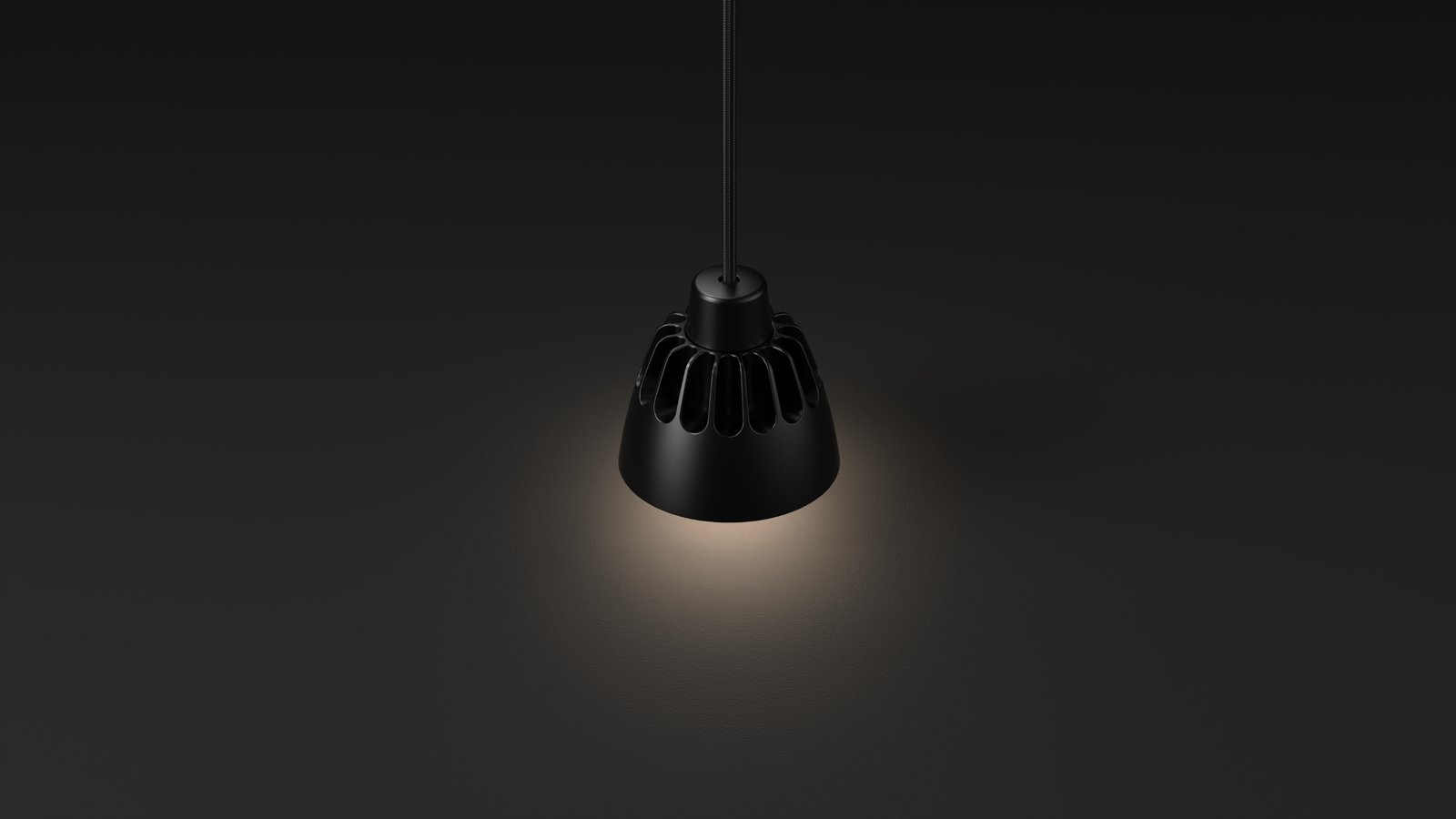 A single lit Viro pendant against a dark background