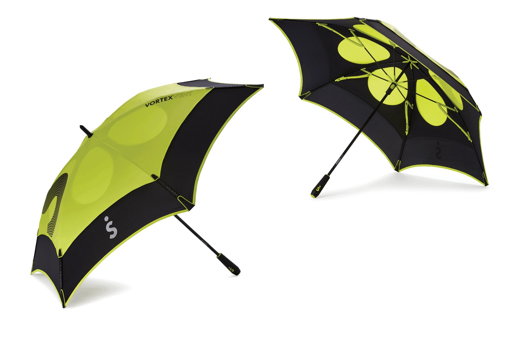 Two ShedRain VortexVent umbrellas, open